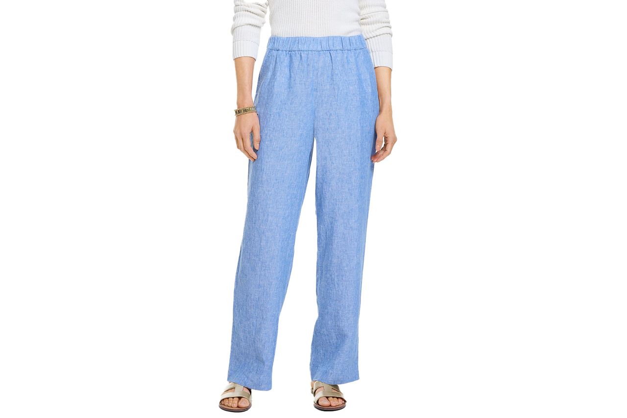 Washed Linen Wide Pull-On Pants Credit: Talbots