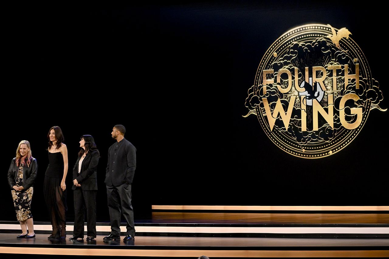 Rebecca Yarros, Lisa Joy, Meredith Averill, and Michael B. Jordan (left to right) on May 11Credit: Roy Rochlin/Getty