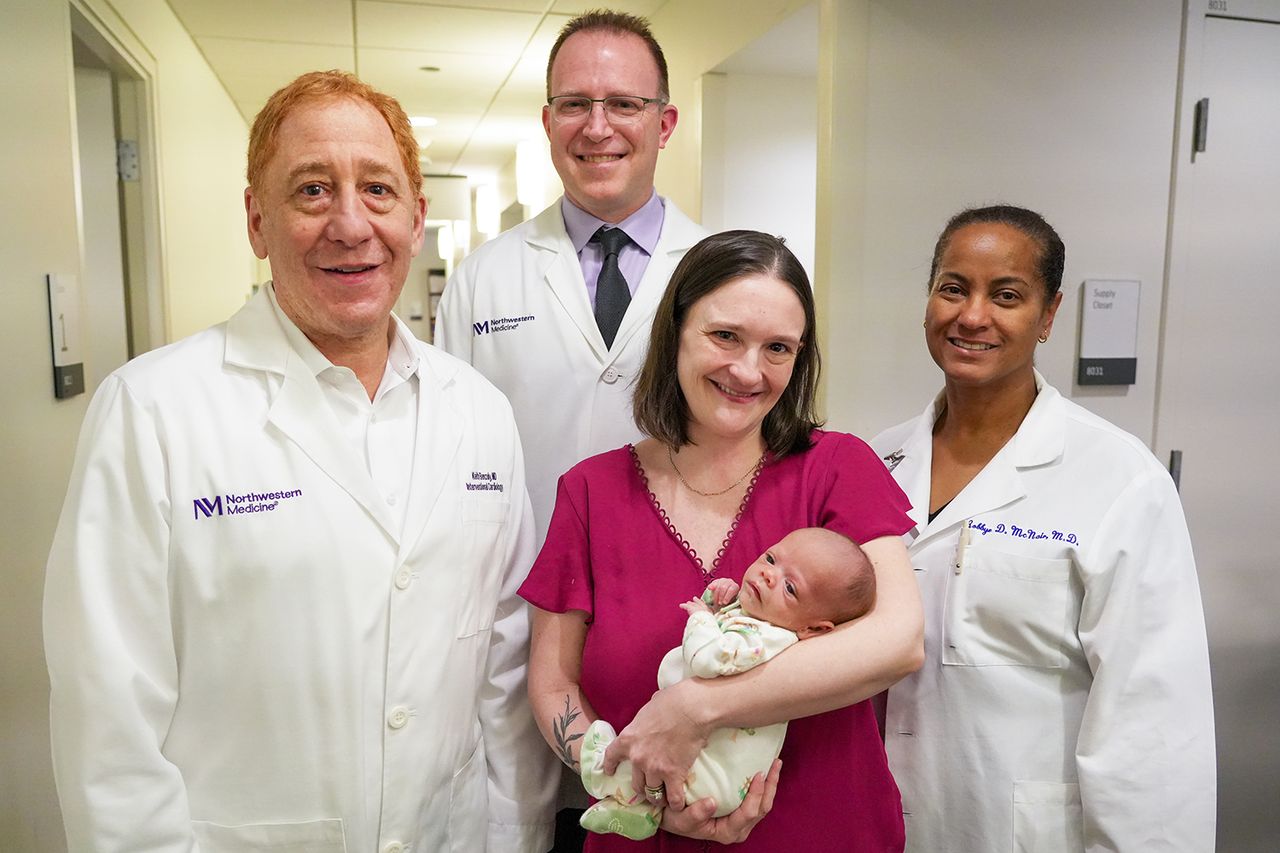 Left to right, Dr. Benzuly, Dr. Schimmel, Chelsea, Zairah, Dr. McNair From left: Dr. Keith Benzuly, Dr. Daniel Schimmel, Chelsea Cheveria. Zairah Chiveria and Dr. Robbye McNairCredit: Courtesy Northwestern Medicine