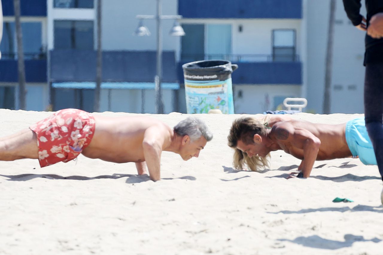 Michael Bergin, Kelly Packard and David Chokachi all appeared to reprise their original roles while shooting scenes on the beachCredit: The Image Direct