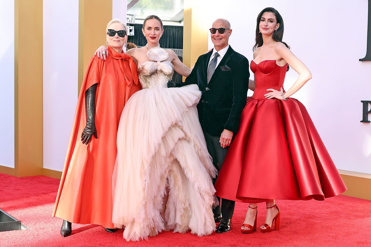 Meryl Streep, Emily Blunt, Stanley Tucci and Anne HathawayCredit: Jamie McCarthy/Getty
