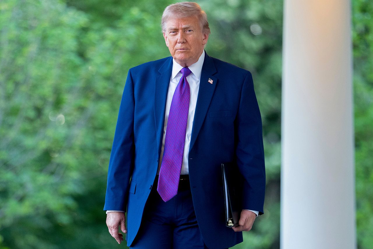 President Donald Trump arrives to speak in the Rose GardenCredit: Aaron Schwartz/Sipa/Bloomberg via Getty