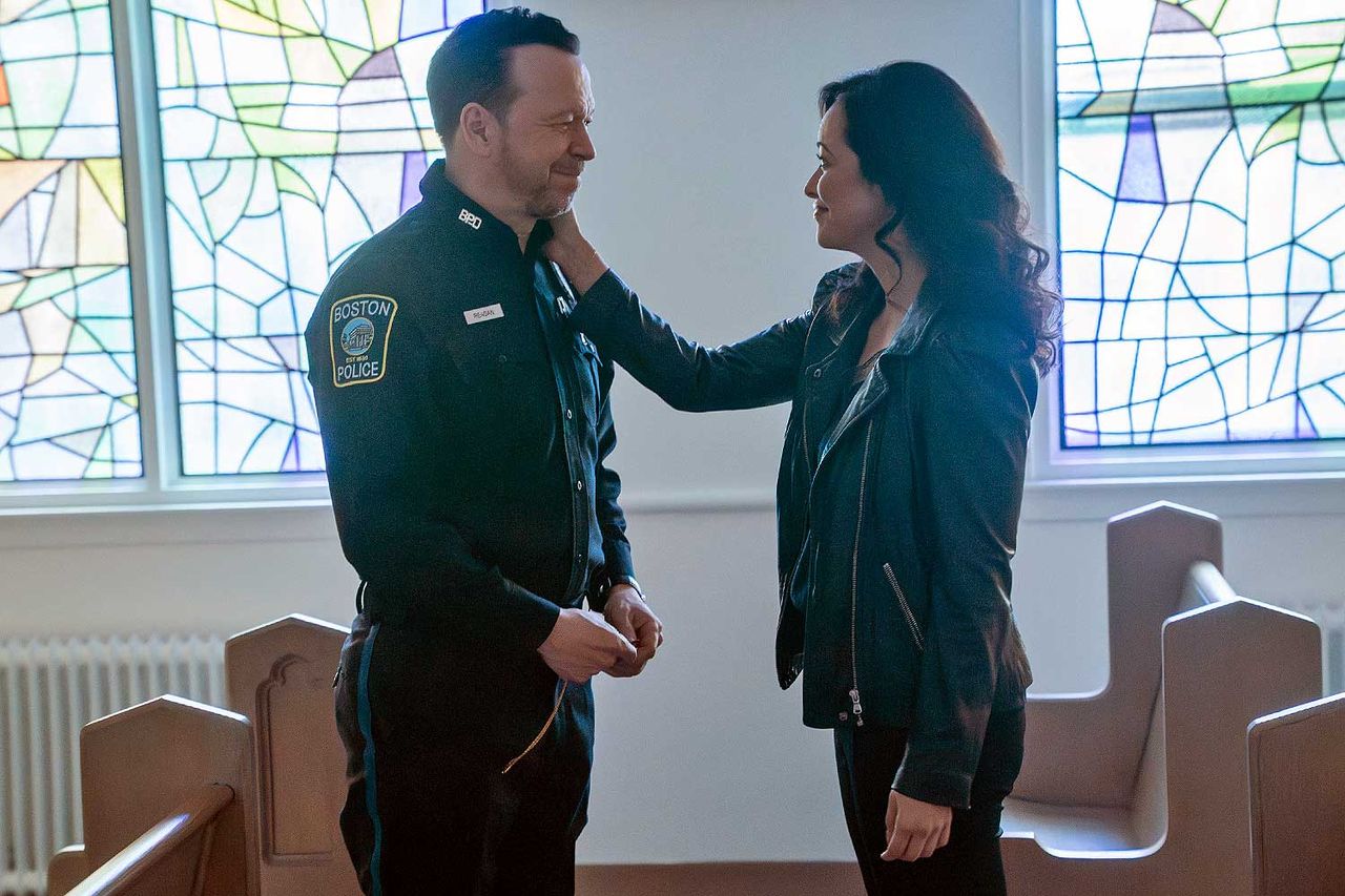 Donnie Wahlberg as Danny Reagan and Marisa Ramirez as Maria Baez. Donnie Wahlberg and Marisa Ramirez in 'Boston Blue'Credit: Ian Watson/CBS