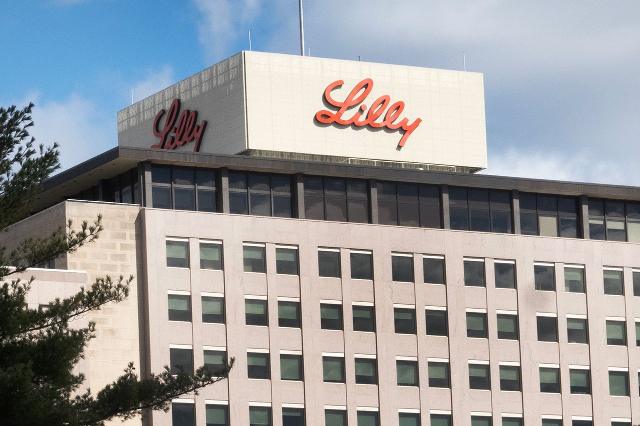 The company logo sits atop a building on the headquarters campus of Eli Lilly and Company on March 17, 2024 in Indianapolis, Indiana. Lilly, a pharmaceutical company, employs more than 12.000 people in Indianapolis and more than 42,000 worldwide. Eli Lilly's headquarters in Indianapolis, IndianaCredit: Scott Olson/Getty