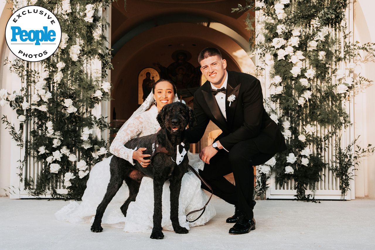 Kaia Harris and George Karlaftis with their dog, RalphCredit: Preston Smith; Heather Smith