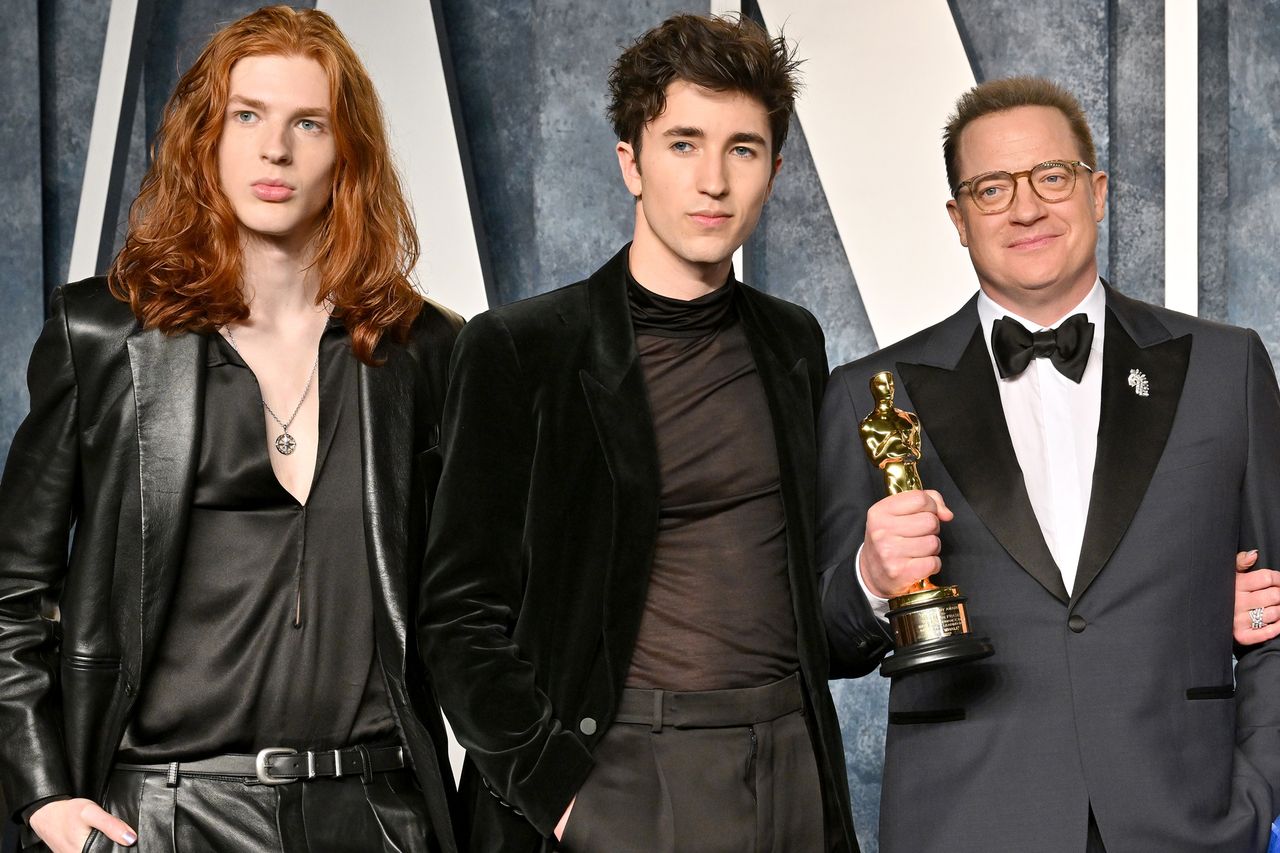 Griffin Arthur Fraser, Brendan Fraser, Leland Francis Fraser Holden Fletcher Fraser, Leland Francis Fraser and Brendan Fraser, 2023 Vanity Fair Oscar PartyCredit: Axelle/Bauer-Griffin/FilmMagic