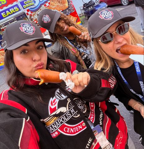 Alex Teri, Janine Rubenstein and Maddie Bartlett at Indy 500Credit: Janine Rubenstein