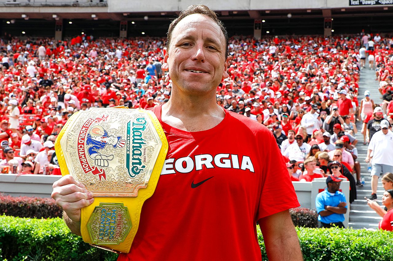Competitive eater Joey Chestnut on Sept. 9, 2023 in Georgia.Credit: Brandon Sloter/Image Of Sport/Getty