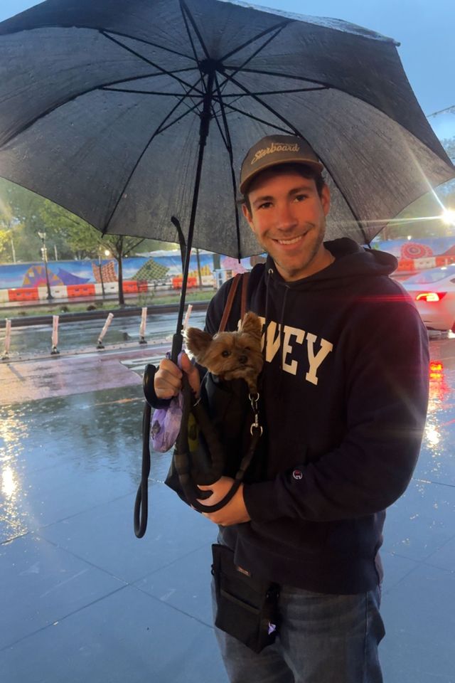 Coby Goodhart in the rain on a walkCredit: Courtesey of Coby Goodhart