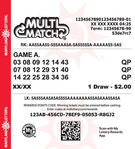 Multi-Match ticket.Credit: Maryland Lottery