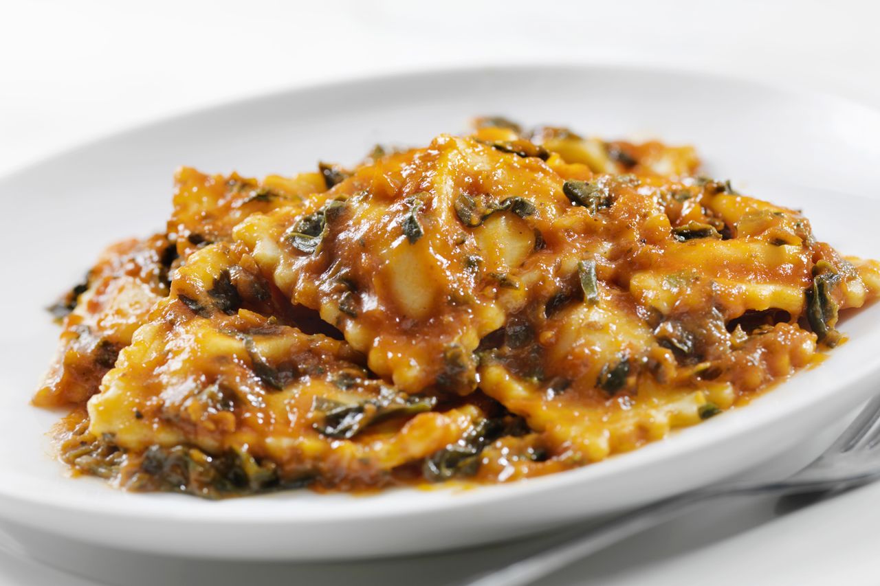 Ravioli in a Spinach and Tomato SauceCredit: Getty