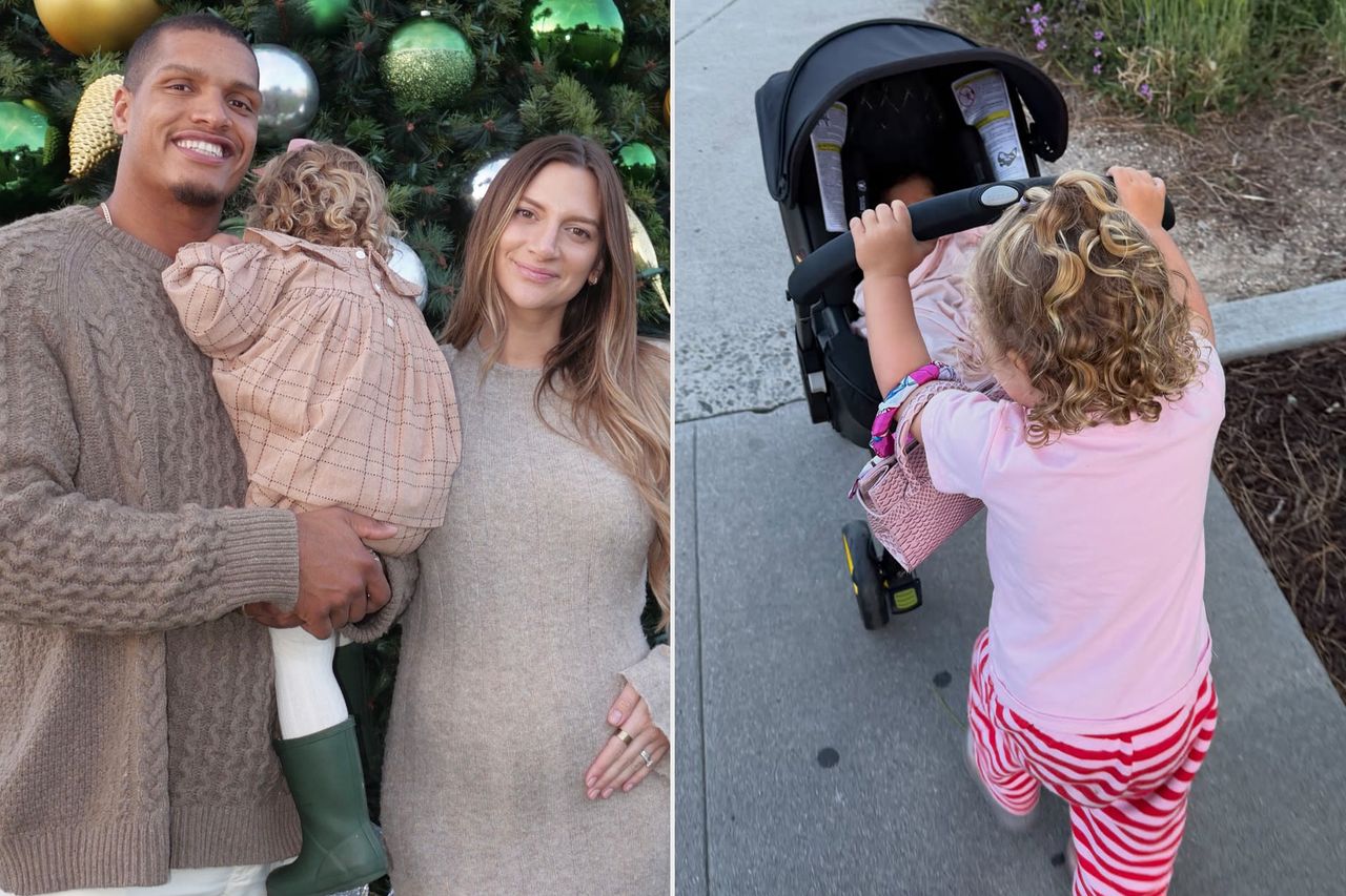 Allison Kuch, Isaac Rochell and Scottie; Scottie pushes Pepper in her stroller.Credit: Allison Kuch/Instagram