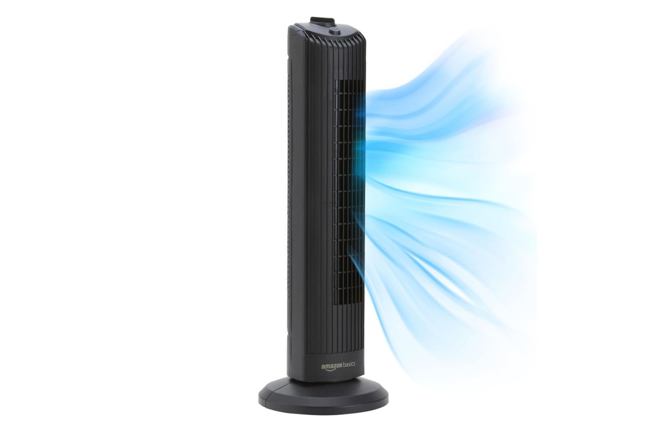 Amazon Basics 60-Degree Oscillating Tower Fan Credit: Amazon