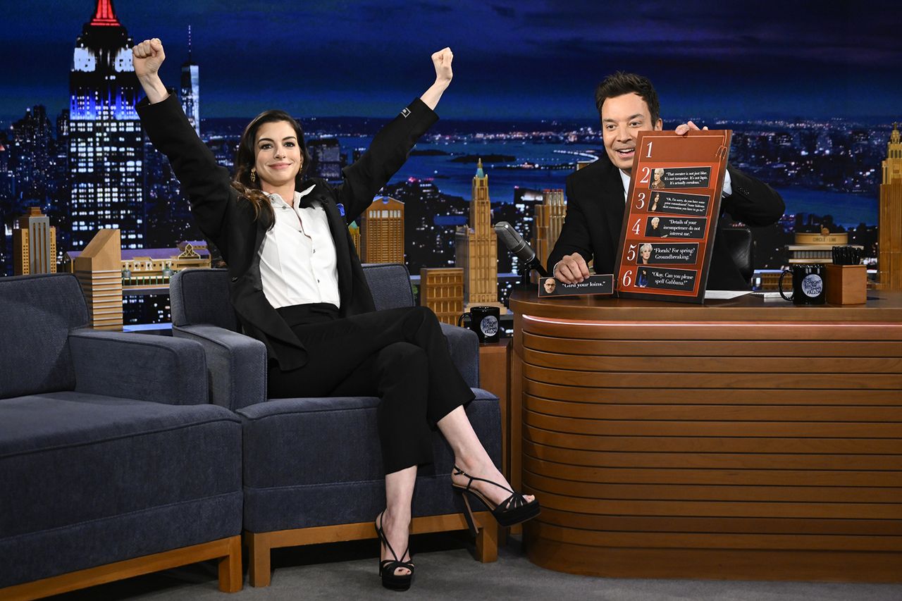 Anne Hathaway and Jimmy FallonCredit: Todd Owyoung/NBC via Getty