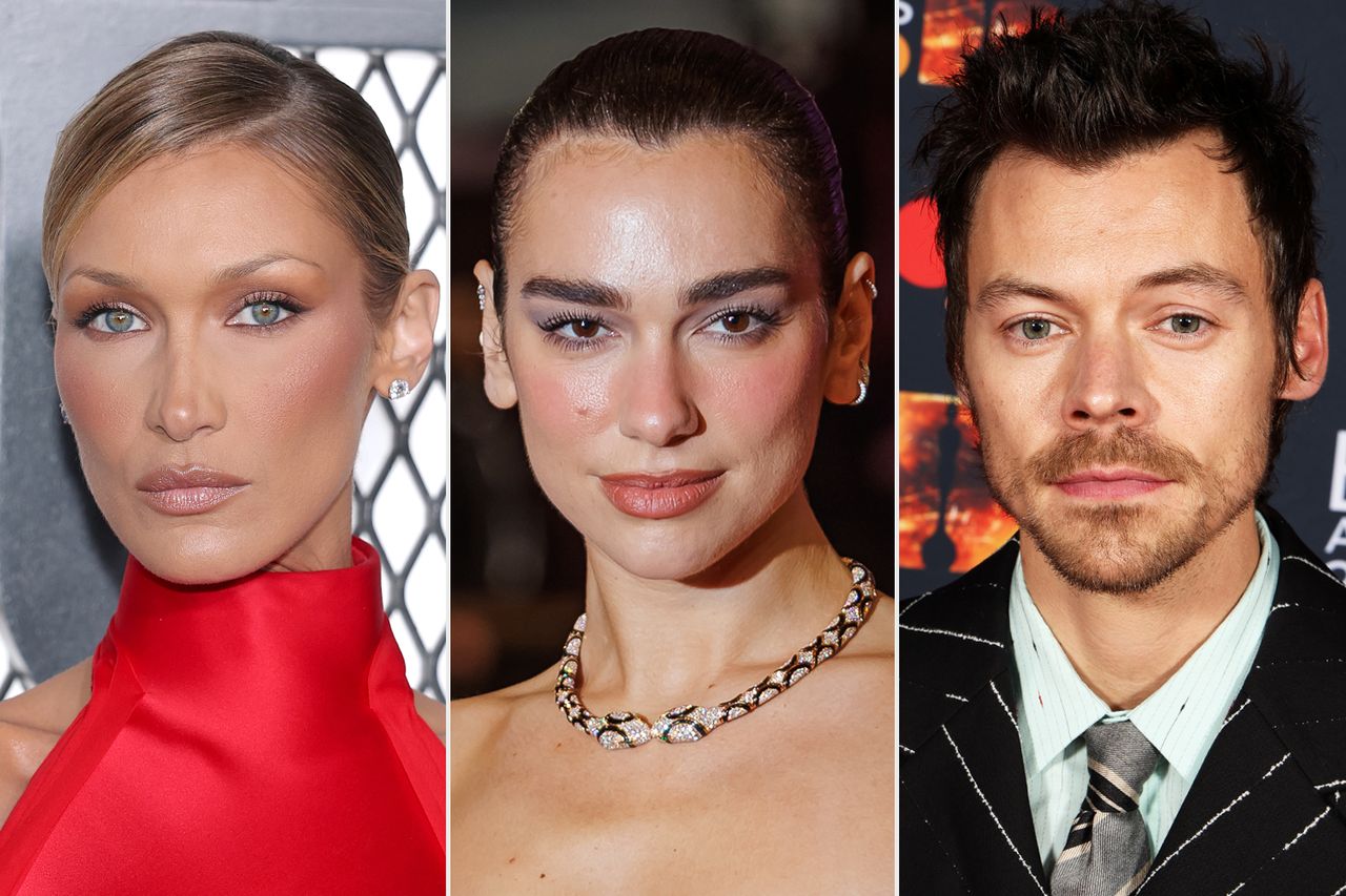 From left: Bella Hadid, Dua Lipa and Harry StylesCredit: Michael Loccisano/WireImage; Gerome Defrance/Getty; JMEnternational/Getty