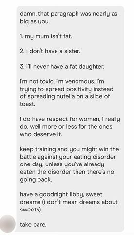 A message received by Libby Rose Martin.Credit: Kennedy News and Media