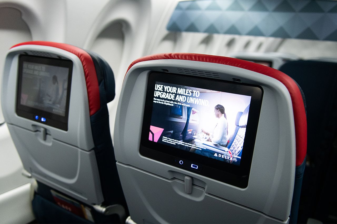 Cabin of a Delta Air Lines aircraft.Credit: Mark Kauzlarich/Bloomberg via Getty