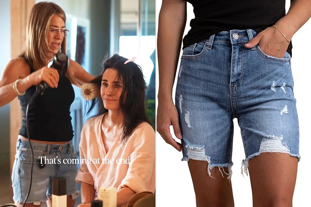 Celeb Denim Trends, Jennifer Aniston Credit: Lolavie/Instagram; Amazon