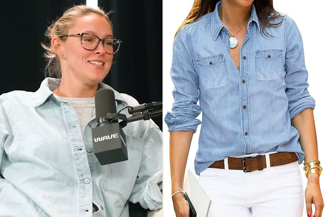 Celeb Denim Trends, Kylie Kelce Credit: Not Gonna Lie with Kylie Kelce/YouTube; Amazon