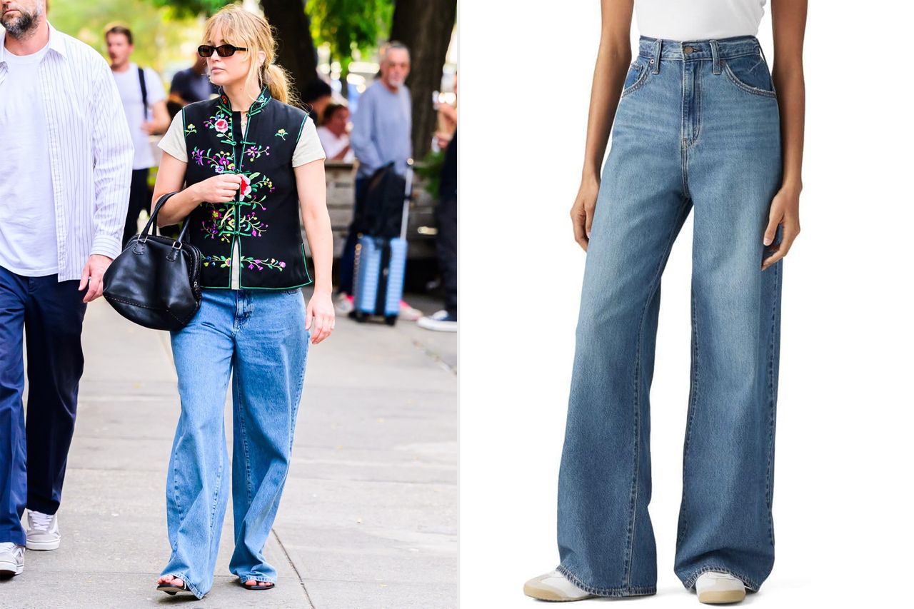 Celeb Denim Trends, Jennifer Lawrence Credit: Diamond / BACKGRID; Amazon