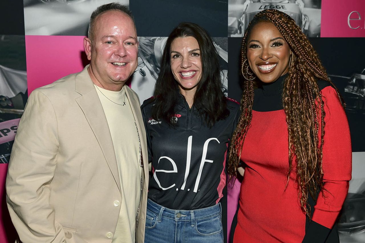 e.l.f. Cosmetics and PEOPLE Kickoff Party for Indy 500 Weekend, Indianapolis, Indiana - 22 May 2026 Patrick O'Keefe, Katherine Legge and Janine RubensteinCredit: Timothy Hiatt / Shutterstock