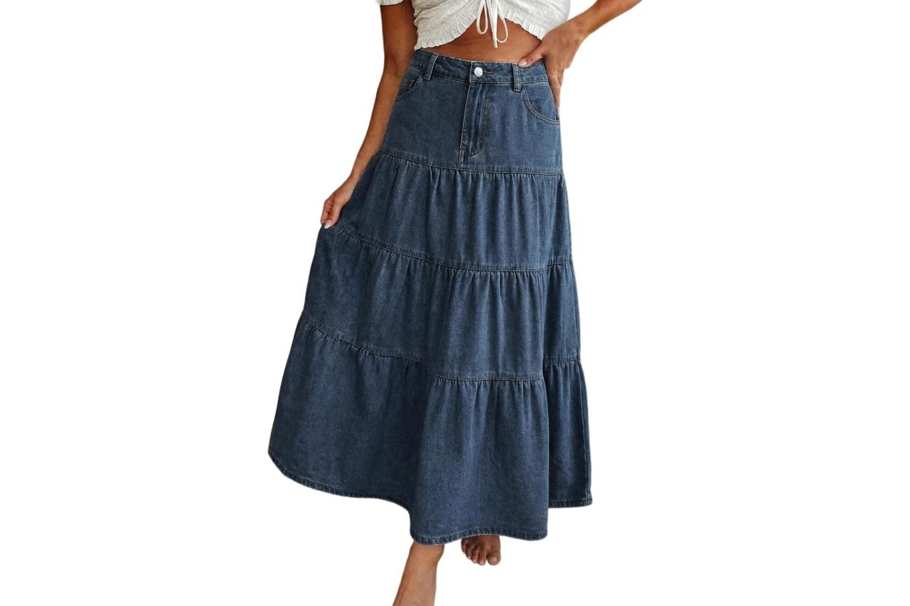 emmiol long denim skirt for women Credit: Amazon