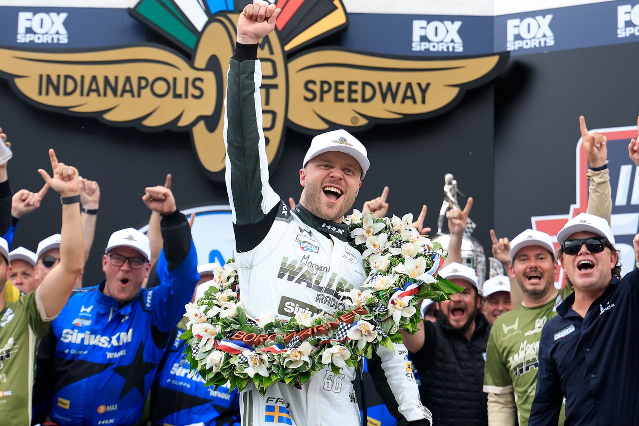 Felix Rosenqvist celebrates after winning the NTT IndyCar Series 110th Running of the Indianapolis 500 on May 24, 2026 in Indianapolis, Indiana.Credit: Justin Casterline/Getty