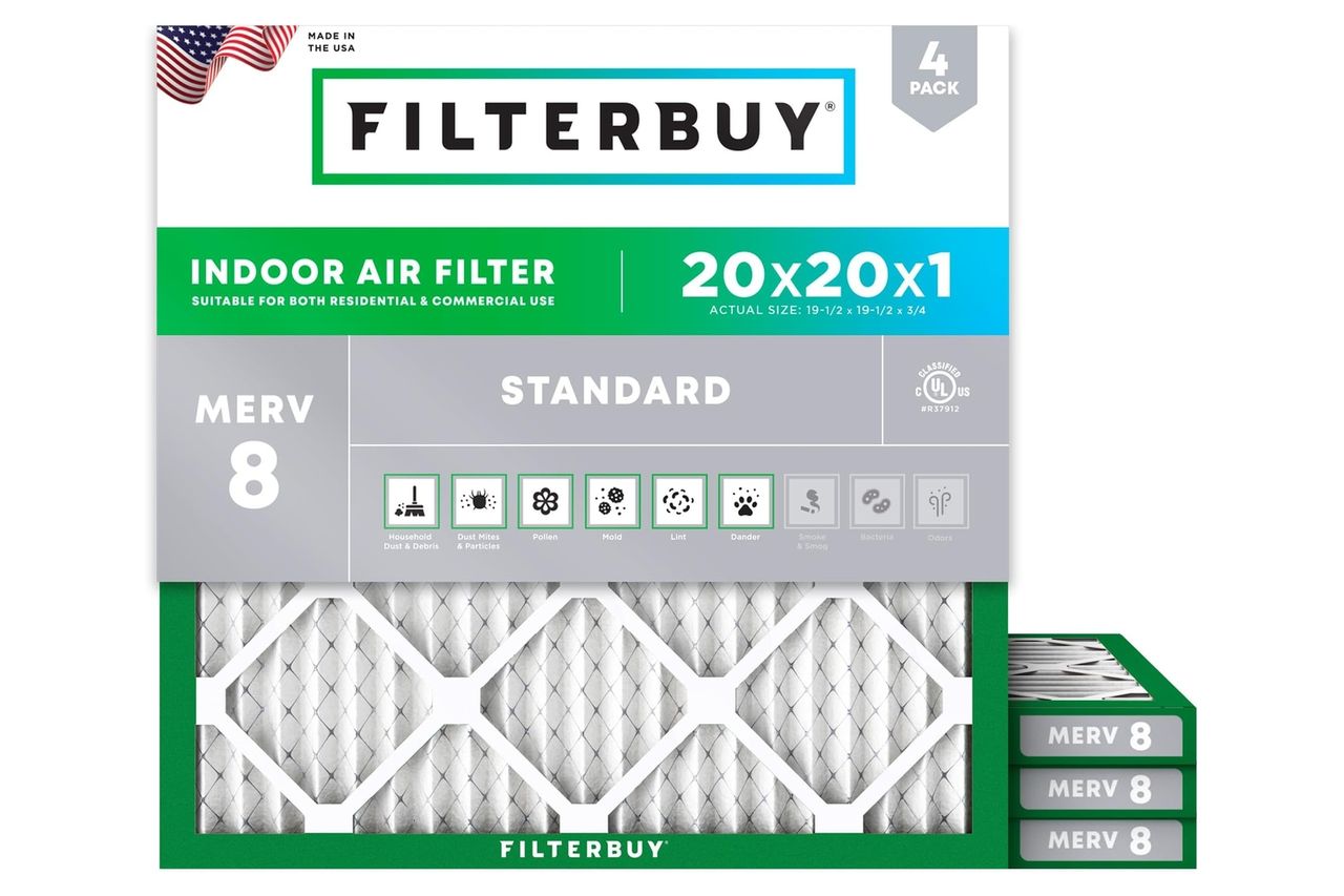 Filterbuy 20x20x1 Air Filter MERV 8 Essential Dust & Allergy Defense Credit: Amazon