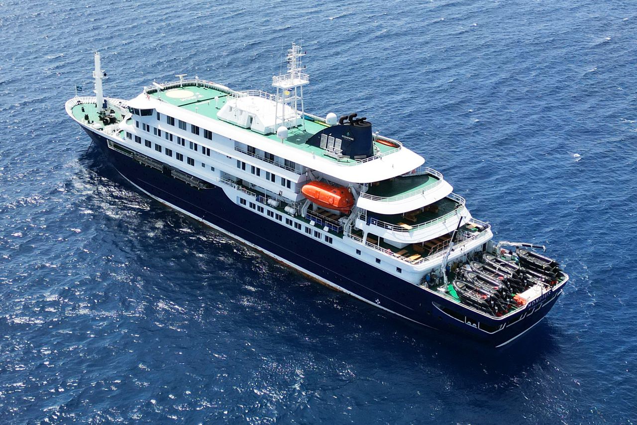 MV Hondius stationary off the port of Praia, the capital of Cape Verde, on May 4, 2026.Credit: AFP via Getty