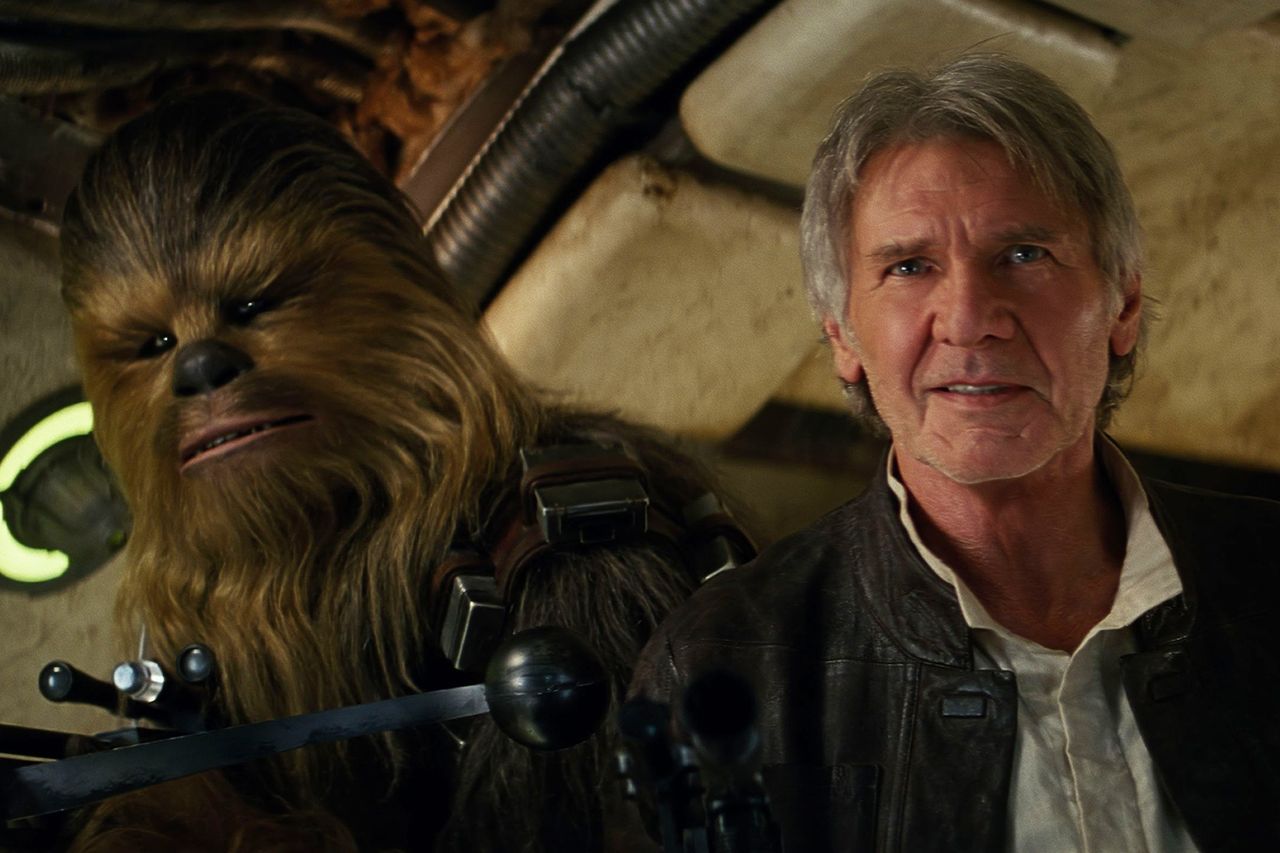 Chewbacca (left) and Harrison Ford in 'Star Wars: The Force Awakens'Credit: Lucasfilm
