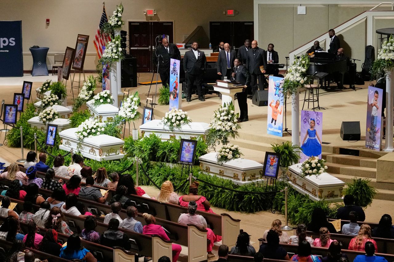 Funeral service for the eight children killed in Louisiana mass shootingCredit: AP Photo/Gerald Herbert