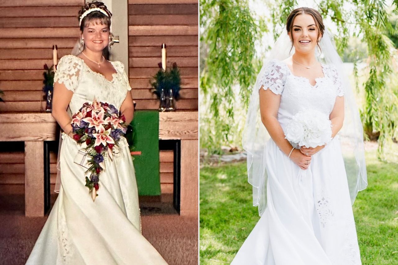 Maddy Craft's mom on her wedding day; Maddy Craft on her wedding dayCredit: Courtesy Meagan Elizabeth Photography