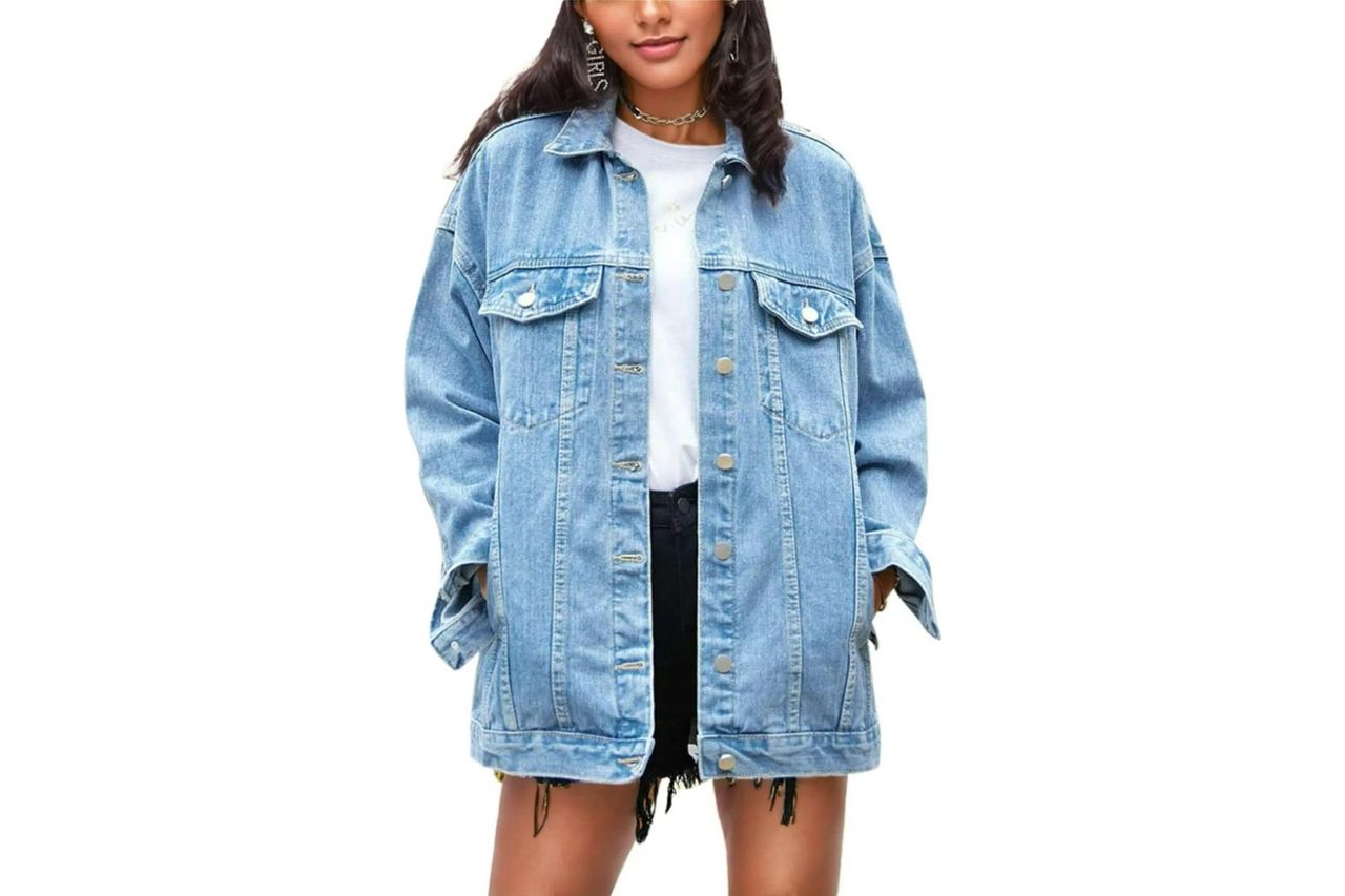 omoone womens oversized mid long denim jacket Credit: Amazon