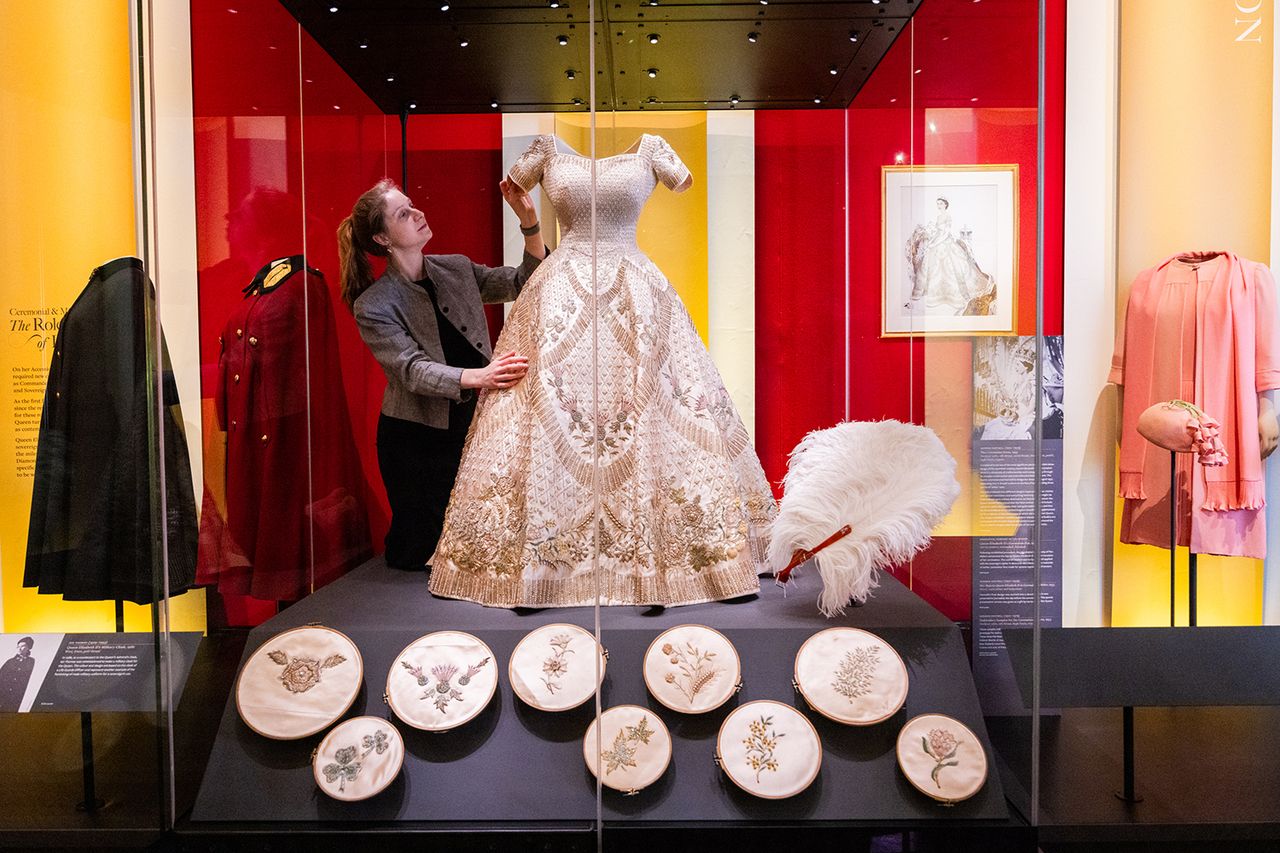 the late Queen's Coronation gown from 1953 on show at the King's Gallery in LondonCredit: Tristan Fewings/Getty