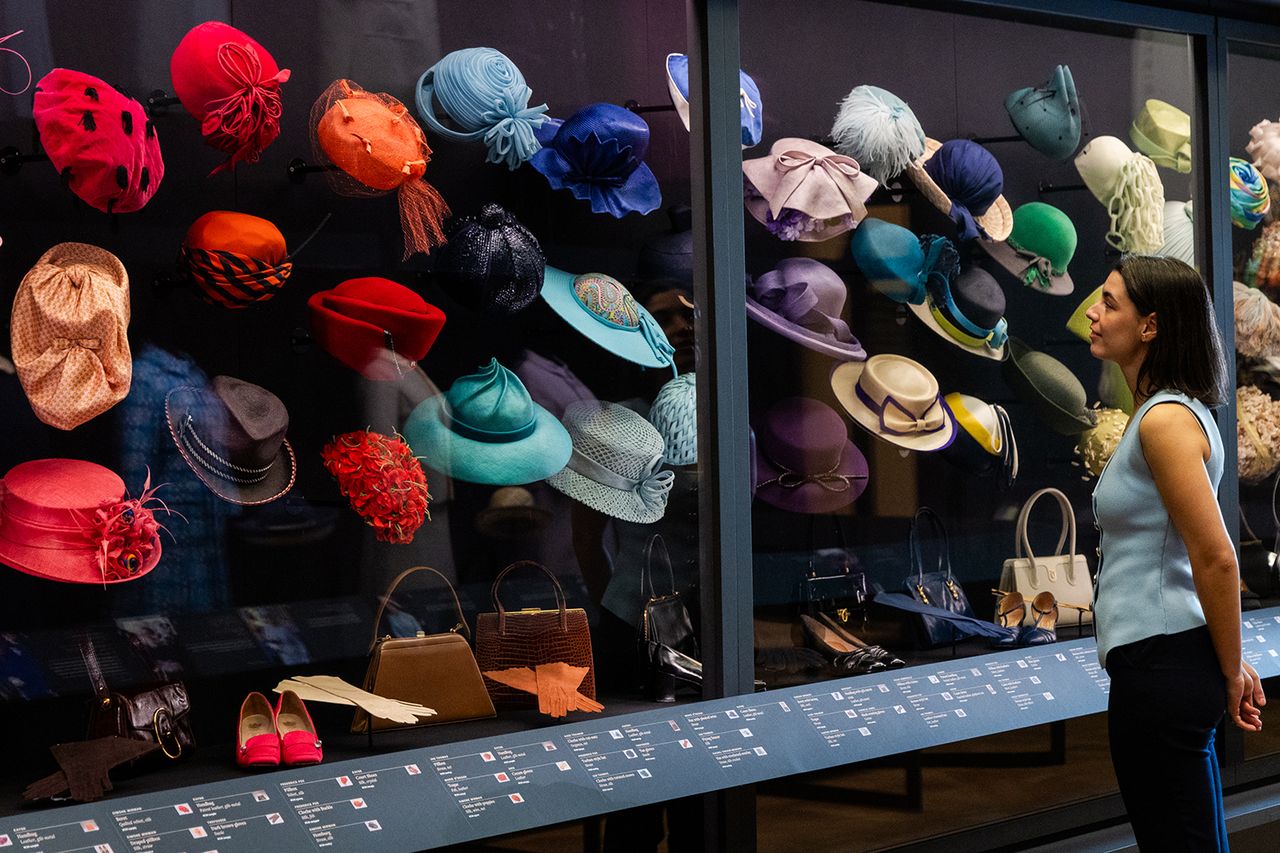 Some of the dozens of the late Queen's signature hats on show at the King's Gallery, LondonCredit: Tristan Fewings/Getty