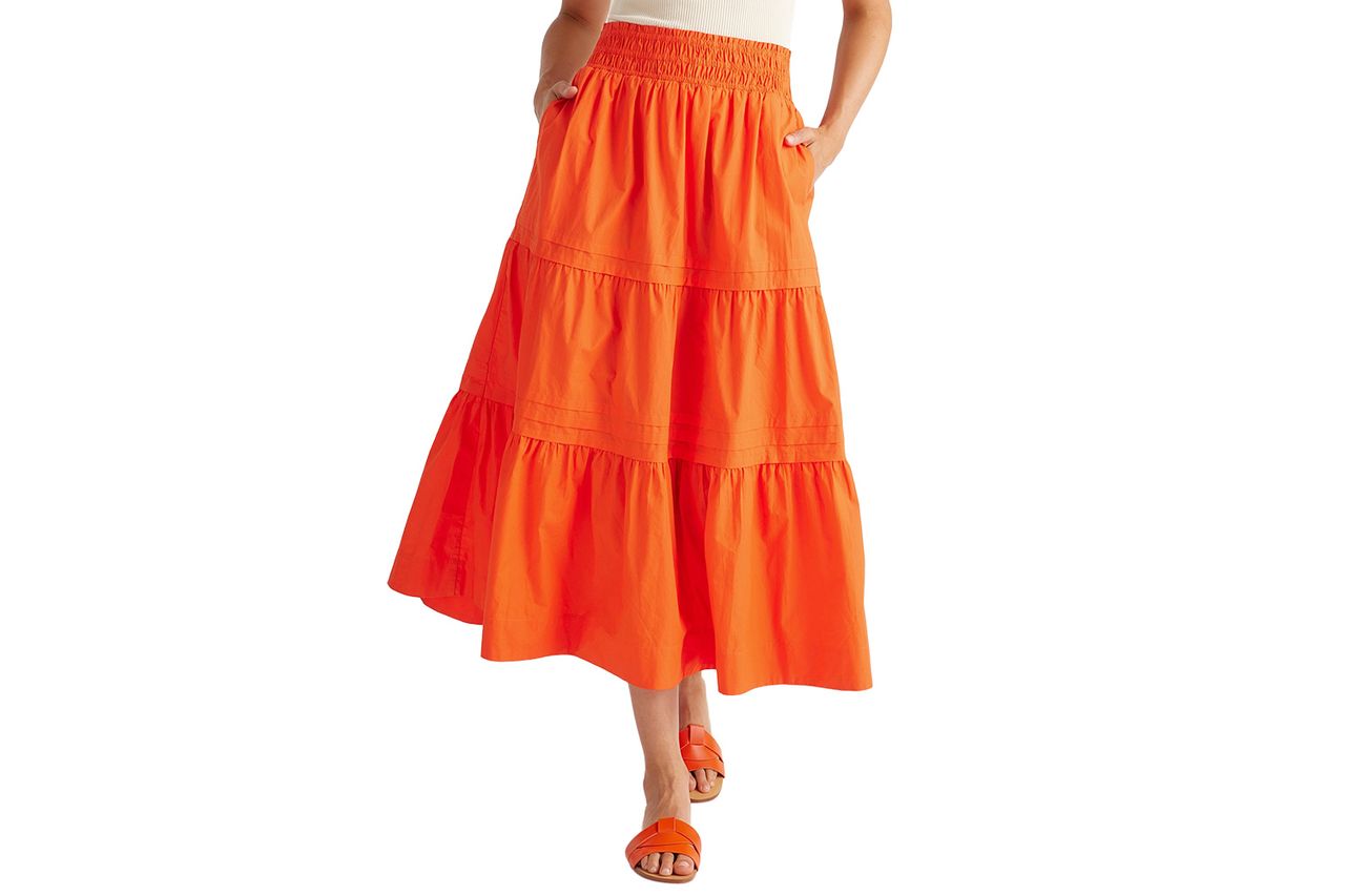 Quince 100% Organic Cotton Poplin Tiered Maxi Skirt Credit: Quince