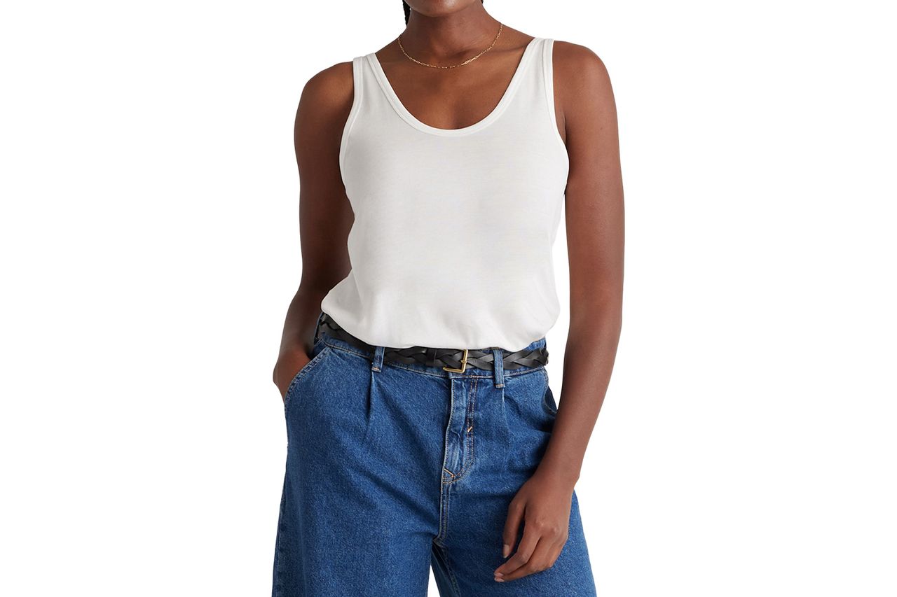Quince Cotton Modal Double Scoop Neck Tank Credit: Quince
