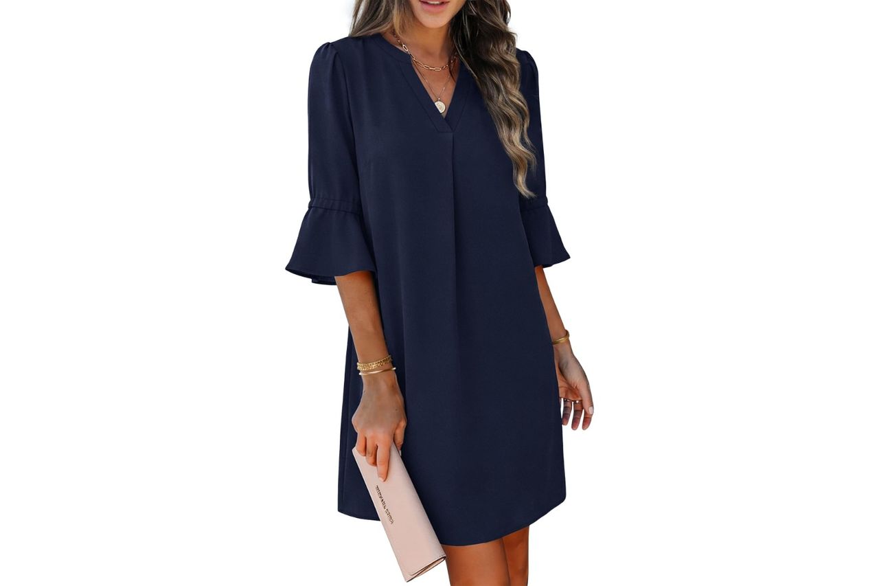 rumia shift dress for women v neck ruffle Credit: Amazon