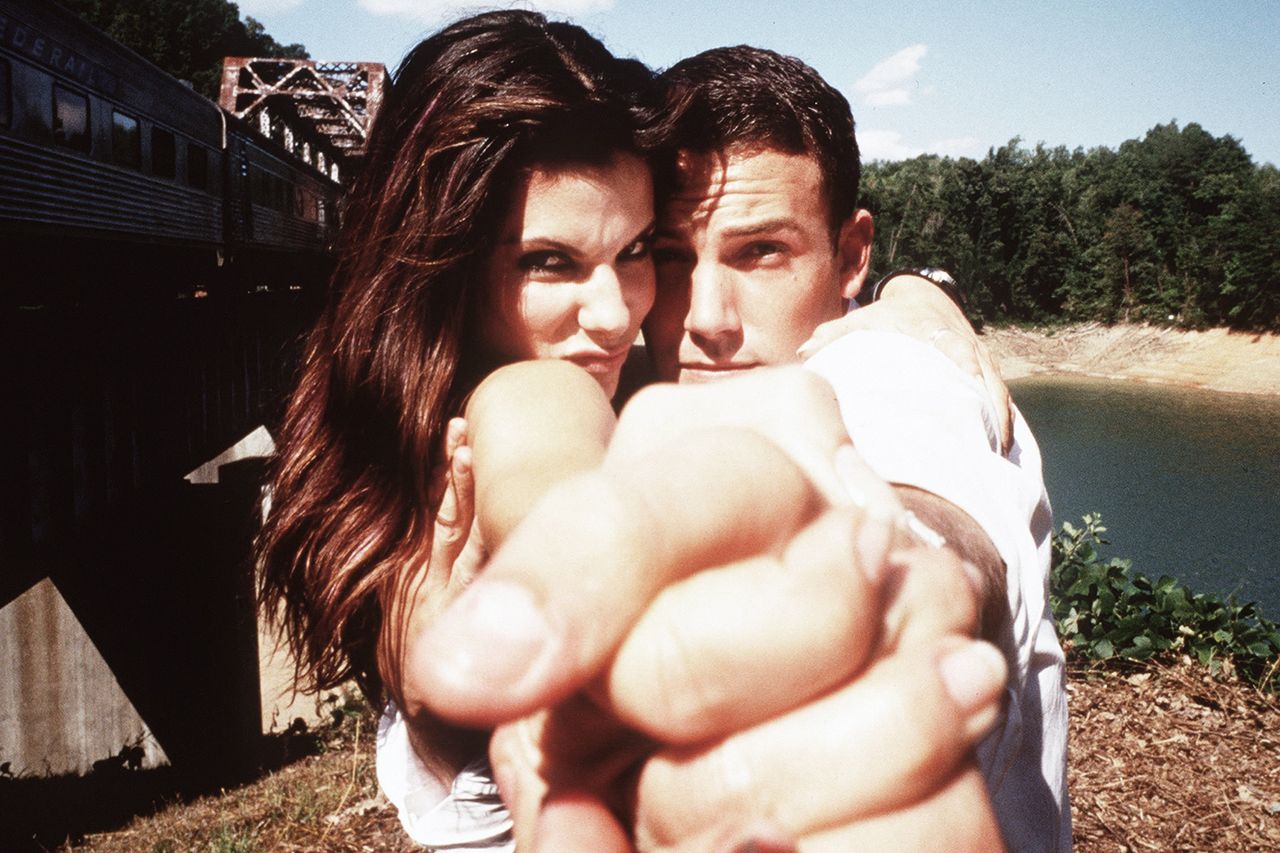 Sandra Bullock and Ben Affleck have fun while filming 1999's 'Forces of Nature'Credit: Getty