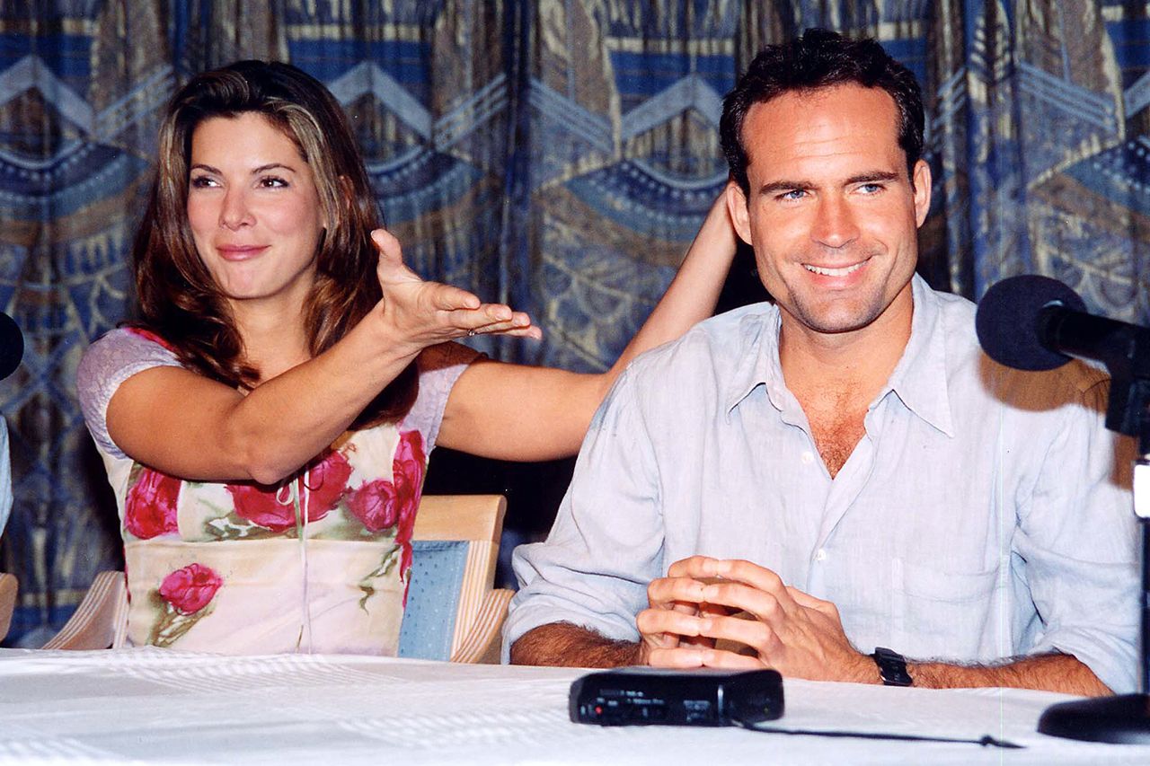 Sandra Bullock and Jason Patric appear onstage during the 'Speed 2: Cruise Control' press junket in Catalina, Calif., on Sept. 6, 1997Credit: Jeff Kravitz/FilmMagic