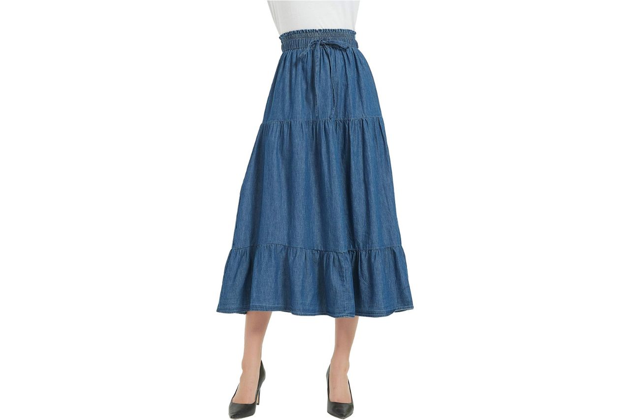 tronjori womens a line long midi denim skirt Credit: Amazon