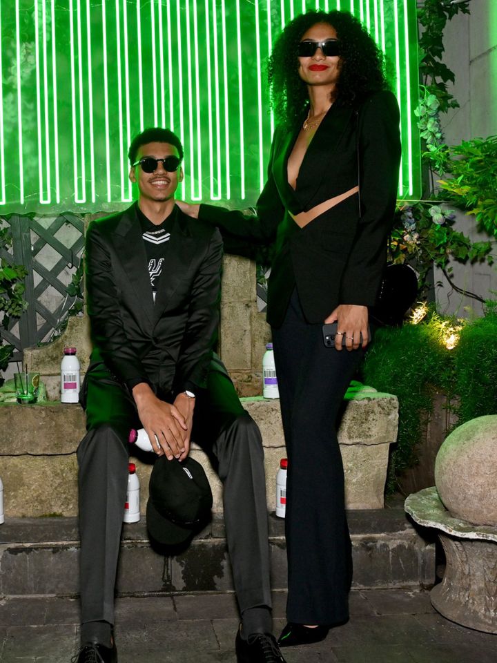 Eve Wembanyama and Oscar Wembanyama at the Barcode and Comsport Draft Party on June 22, 2023 in New York City.Credit: Slaven Vlasic/Getty