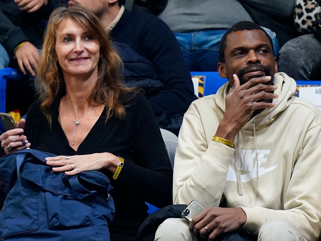 Elodie and Felix Wembanyama watch the French National Basketball League (LNB) game between the Metropolitans 92 and the AS Monaco on December 11, 2022.Credit: Glenn Gervot/Icon Sportswire/Getty