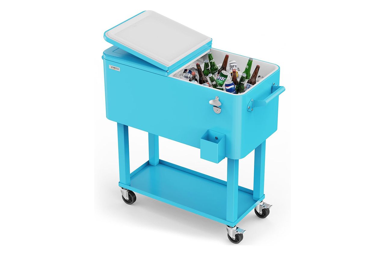 VINGLI 80 Quart Rolling Ice Chest, Portable Patio Party Credit: Amazon
