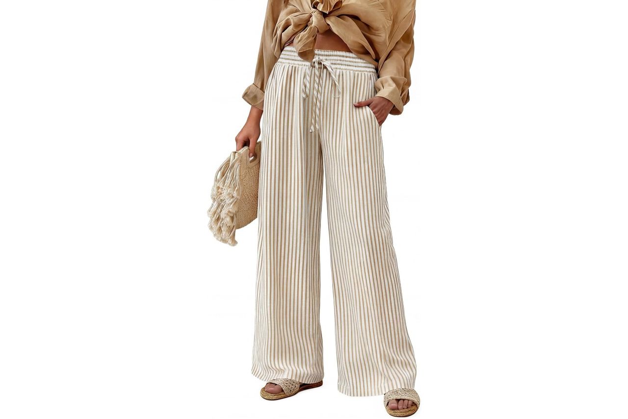 womens striped wide leg palazzo pants high waisted Credit: Amazon