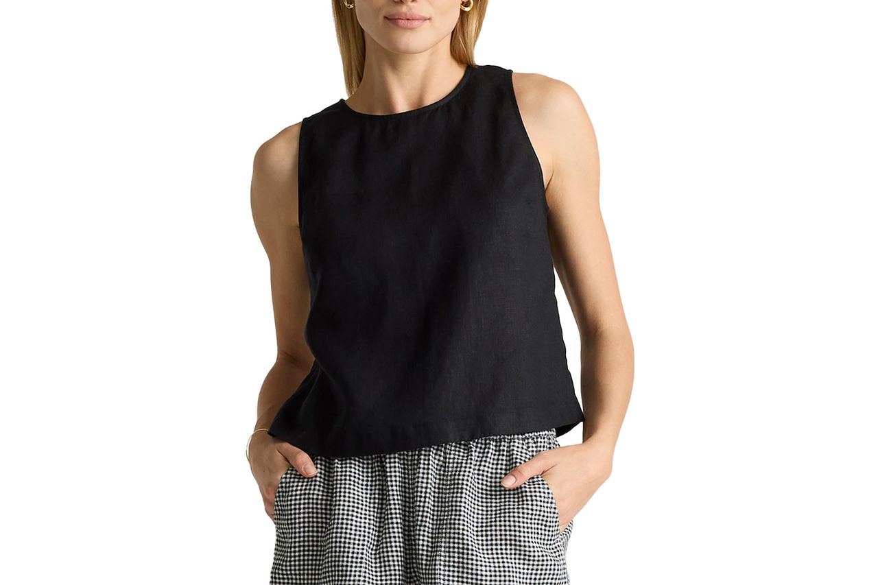 100% European Linen Cropped Tank Credit: Quince