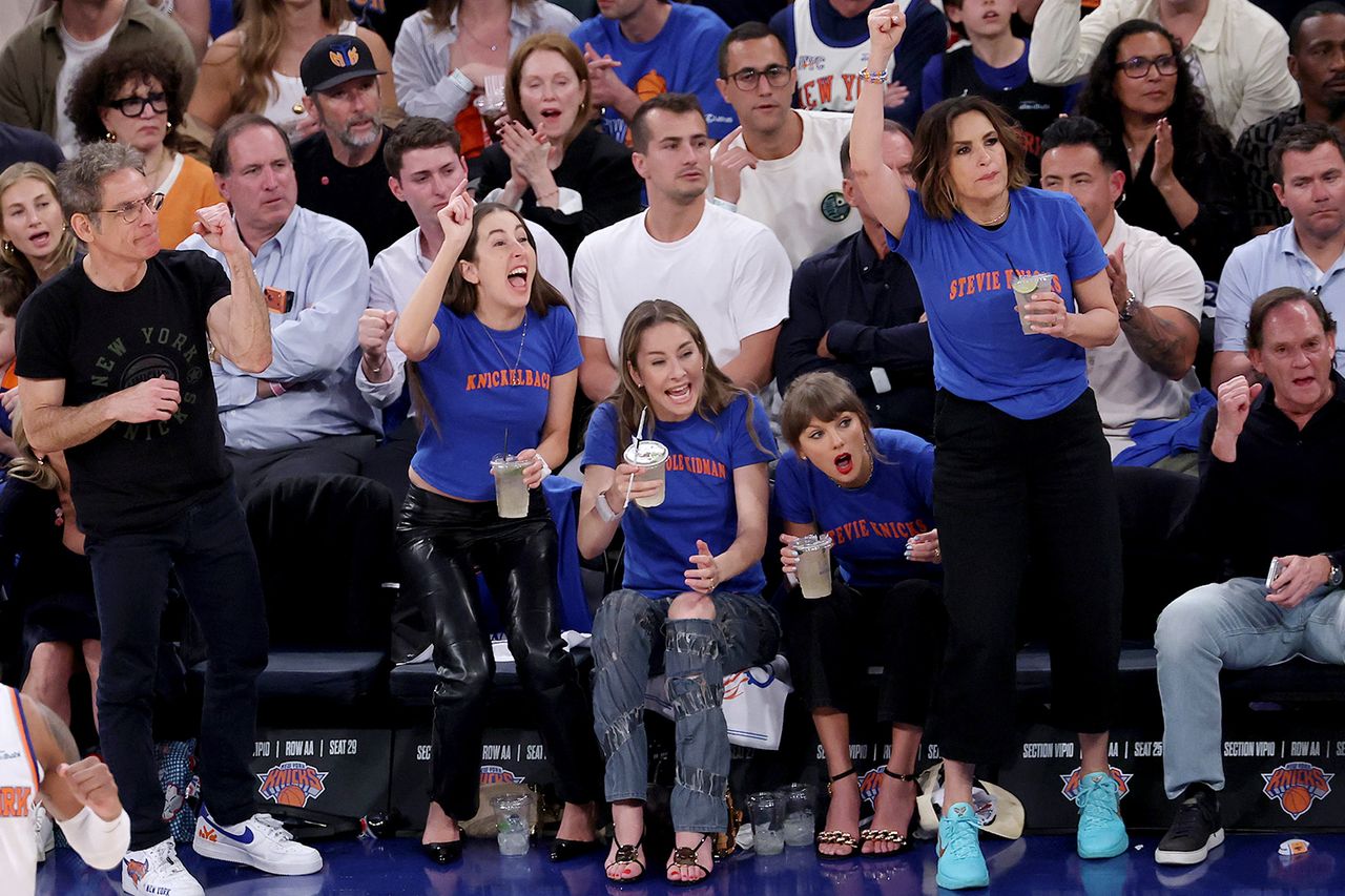Ben Stiller, Alana Haim, Este Haim, Taylor Swift, and Mariska Hargitay attend Game Four of the 2026 NBA Finals between the San Antonio Spurs and the New York Knicks at Madison Square Garden on June 10, 2026 in New York City. Ben Stiller, Alana Haim, Este Haim, Taylor Swift, and Mariska Hargitay attend the 2026 NBA Finals.Credit: Al Bello/Getty