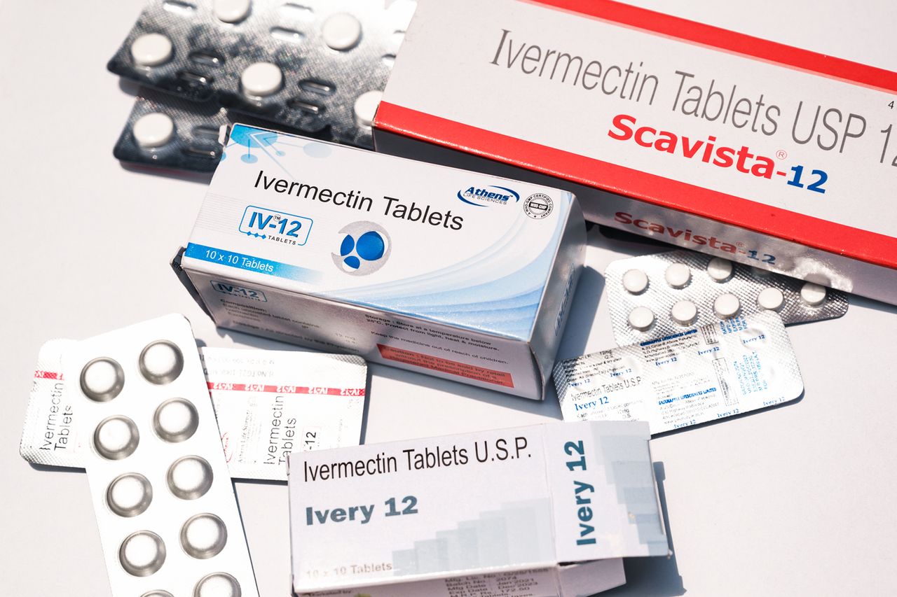 This picture shows the tablets of Ivermectin drugs Stock image of packages of ivermectinCredit: Soumyabrata Roy/NurPhoto via Getty
