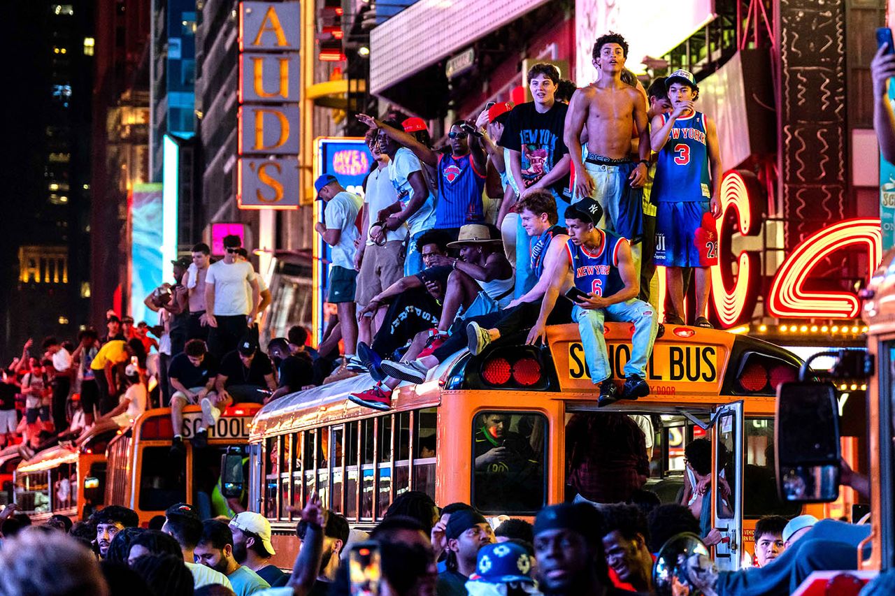 Times Square after the Knicks' NBA championship winCredit: Adam Gray/Getty