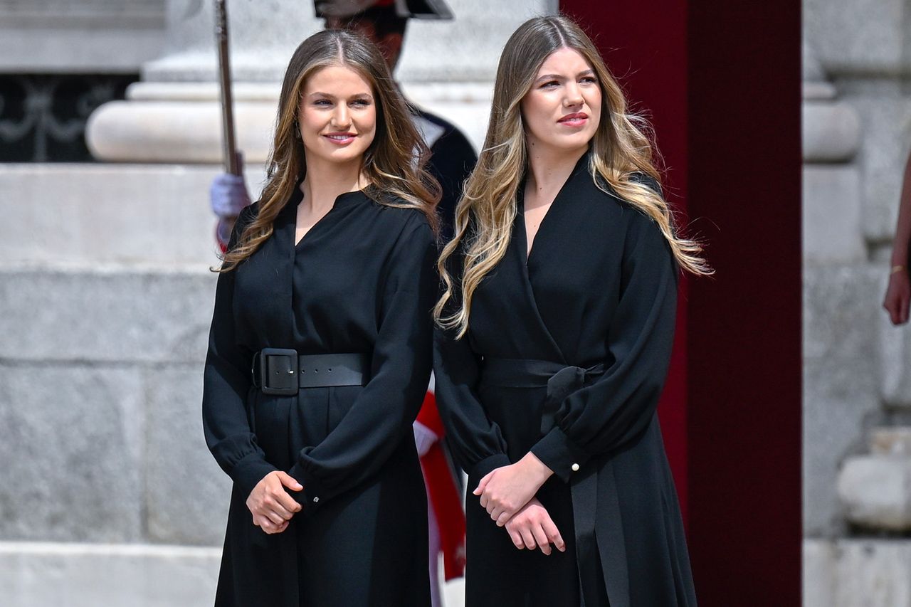 Princess Leonor and Infanta Sofia attend the welcoming ceremony for Pope Leo XIV at the Royal Palace in Madrid, Spain on June 6, 2026Credit: Alberto Ortega/Europa Press/Getty